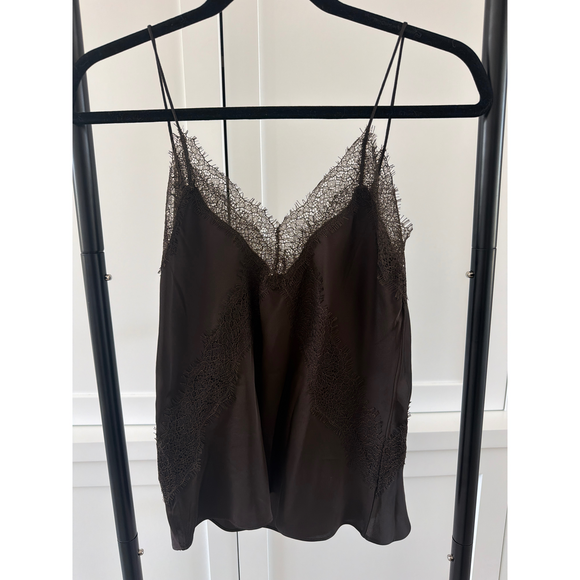 Massimo Dutti Tops - Massimo Dutti Brown Lace Trim Camisole in Black